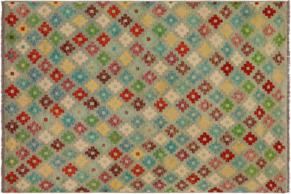handmade Modern Balouchi Blue Rust Hand Knotted RECTANGLE 100% WOOL area rug 5x8