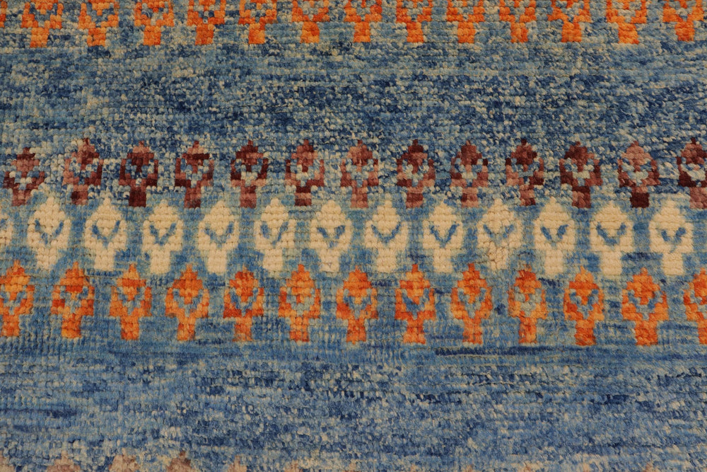 handmade Modern Balouchi Blue Beige Hand Knotted RECTANGLE 100% WOOL area rug 5x7