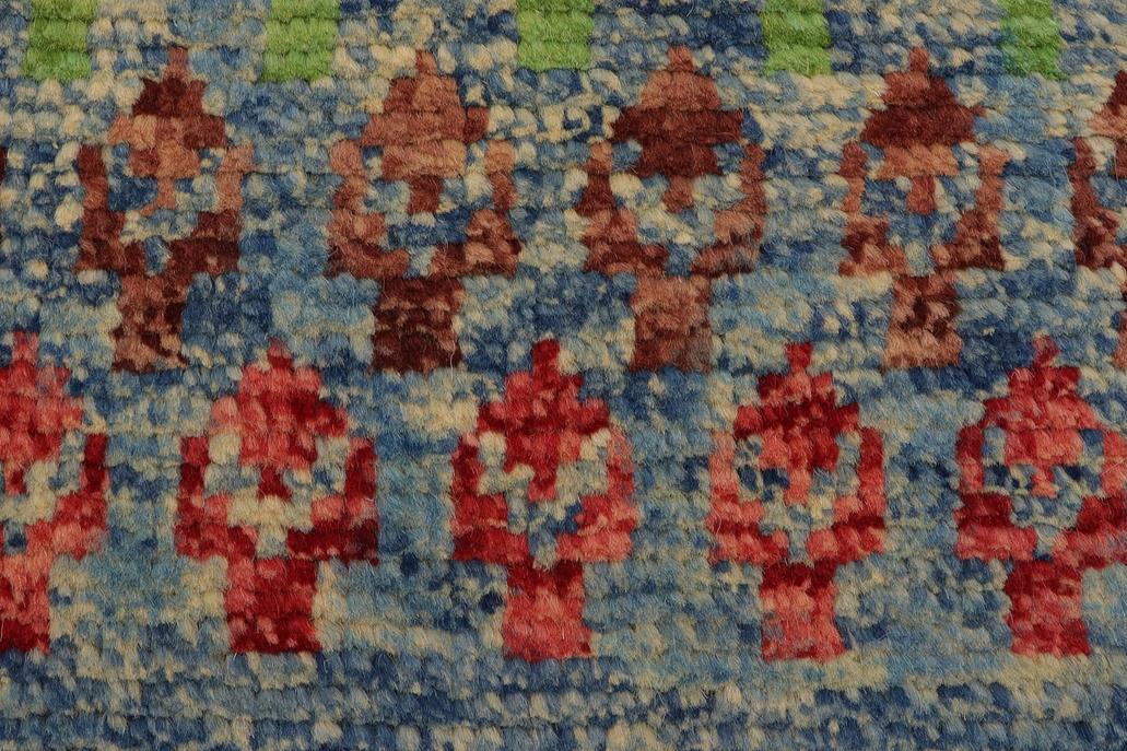 handmade Modern Balouchi Blue Beige Hand Knotted RECTANGLE 100% WOOL area rug 5x7