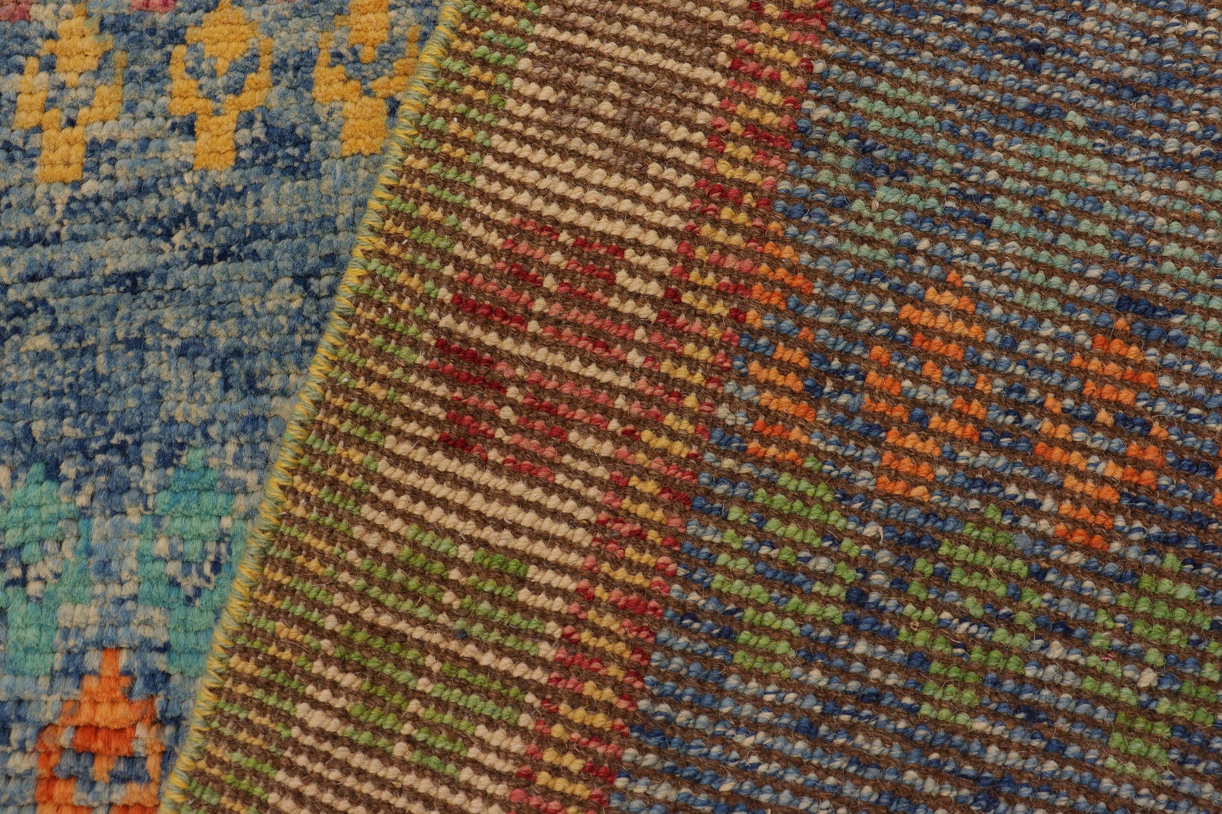 handmade Modern Balouchi Blue Beige Hand Knotted RECTANGLE 100% WOOL area rug 5x7