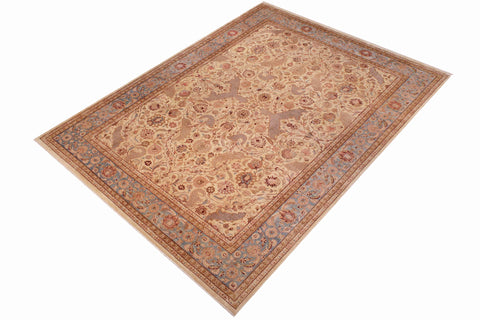 handmade Traditional Agra Ivory Lt. Blue Hand Knotted RECTANGLE 100% WOOL area rug 9x12