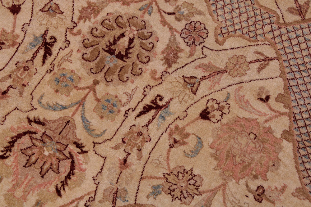 handmade Traditional Agra Ivory Lt. Blue Hand Knotted RECTANGLE 100% WOOL area rug 9x12