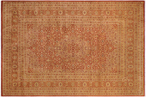 9x12 hand knotted Vegetable Dyed wool rug in rust and gold - Nell