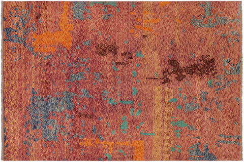Contemporary Balochi Zackery Purple/Blue Wool Rug - 4'11''X8'1''