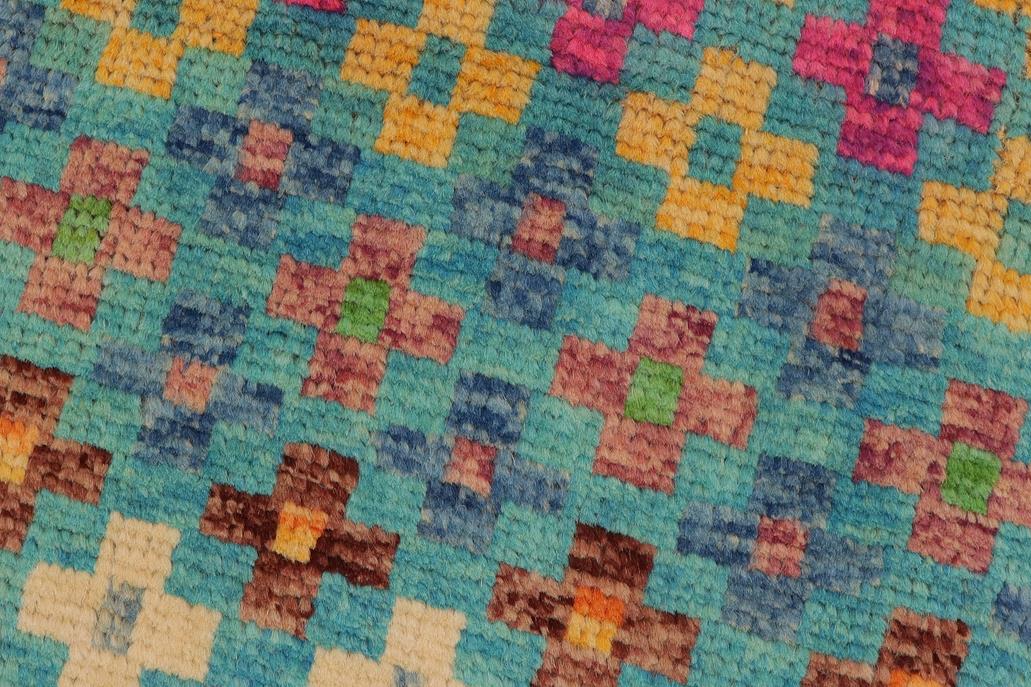 handmade Modern Balouchi Blue Orange Hand Knotted RECTANGLE 100% WOOL area rug 5x8