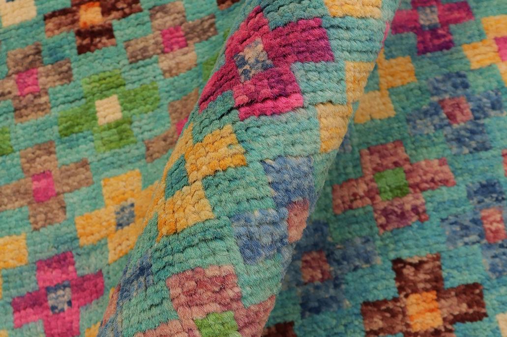 handmade Modern Balouchi Blue Orange Hand Knotted RECTANGLE 100% WOOL area rug 5x8