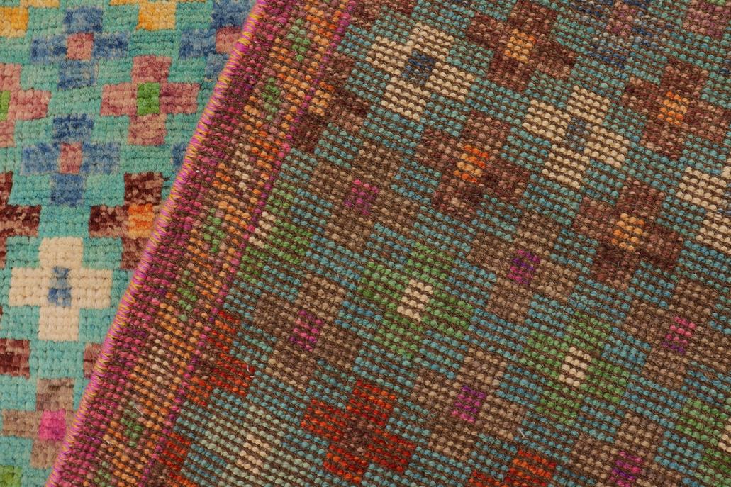 handmade Modern Balouchi Blue Orange Hand Knotted RECTANGLE 100% WOOL area rug 5x8