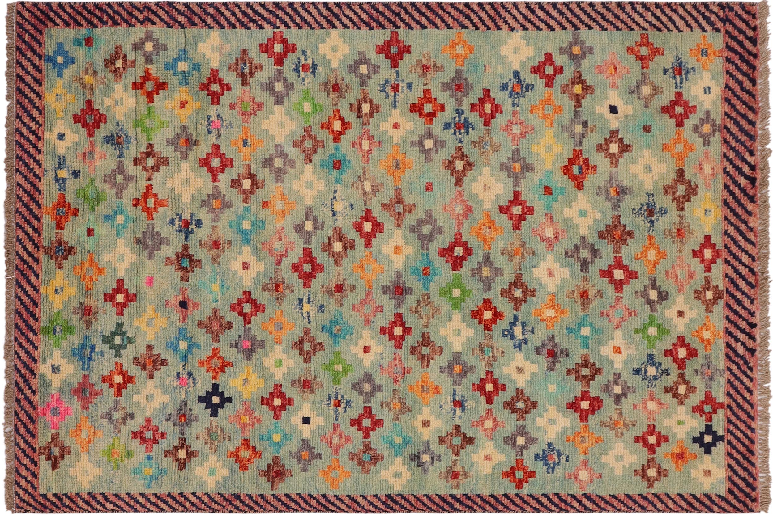 handmade Modern Balouchi Blue Red Hand Knotted RECTANGLE 100% WOOL area rug 3x5