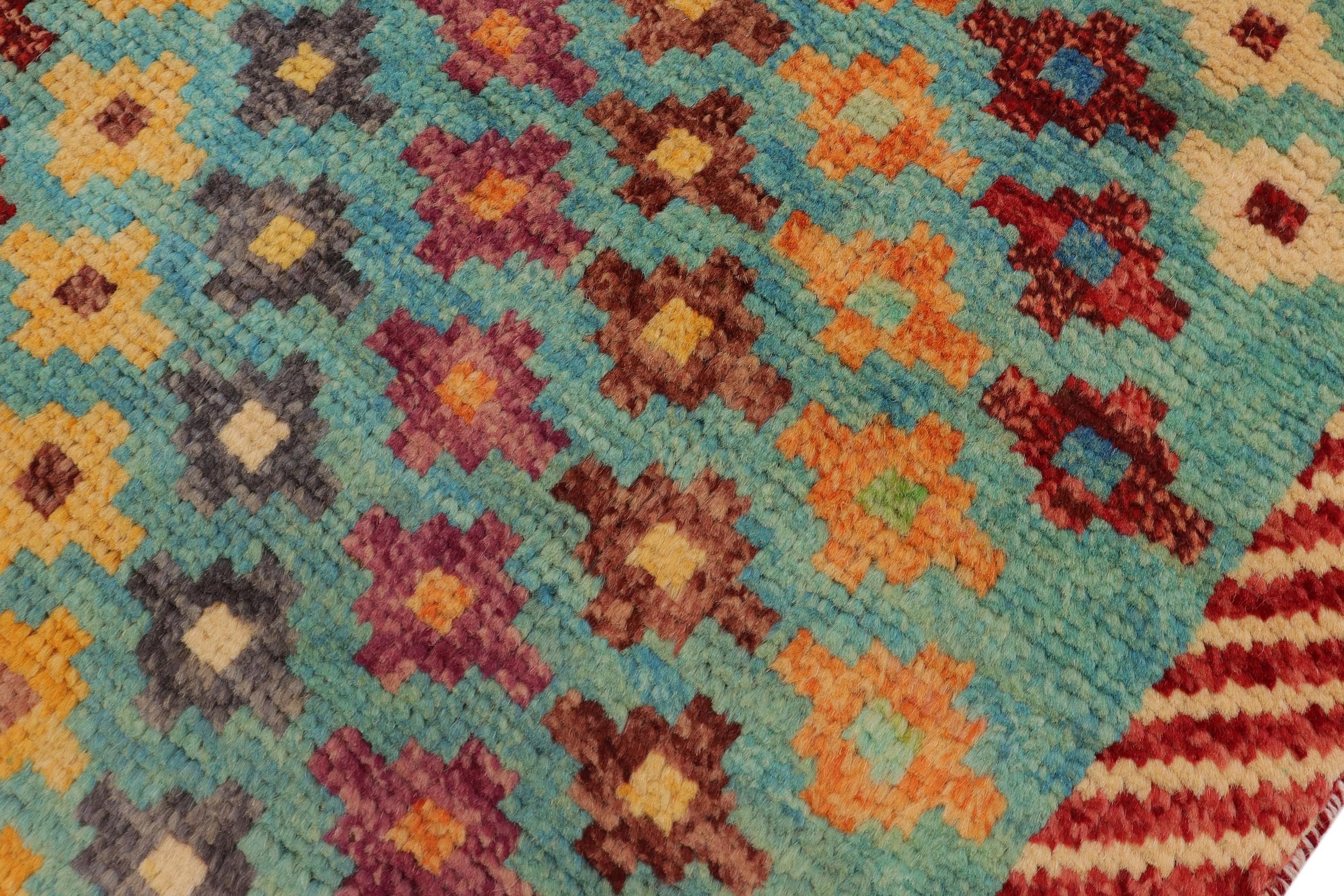 handmade Modern Balouchi Blue Red Hand Knotted RECTANGLE 100% WOOL area rug 3x5