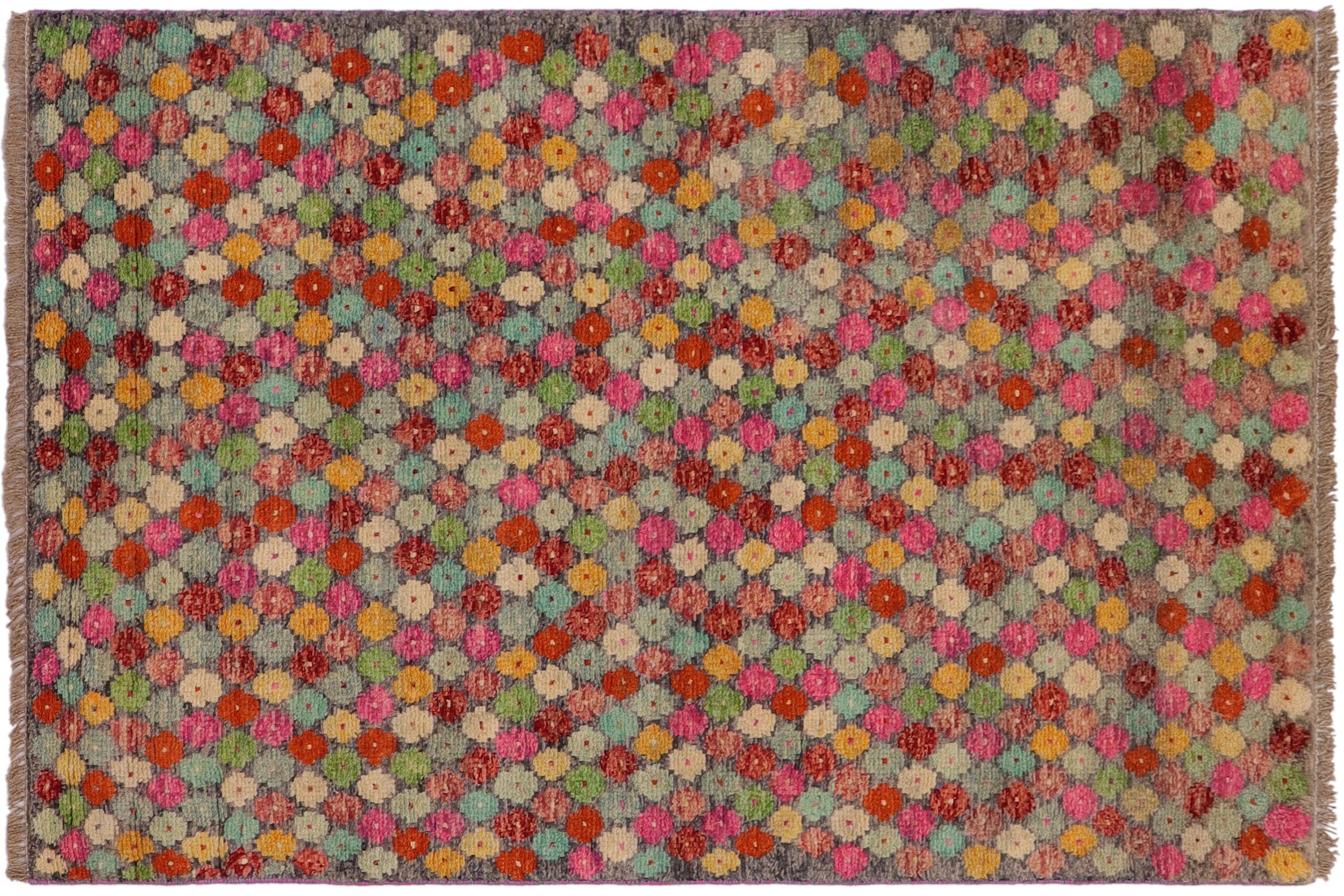 handmade Modern Balouchi Gray Red Hand Knotted RECTANGLE 100% WOOL area rug 3x5