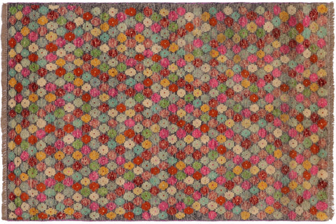 handmade Modern Balouchi Gray Red Hand Knotted RECTANGLE 100% WOOL area rug 3x5