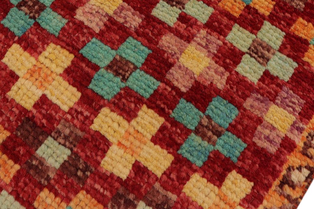 handmade Modern Balouchi Red Blue Hand Knotted RECTANGLE 100% WOOL area rug 3x5