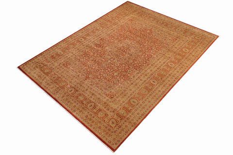 handmade Traditional Nauras Rust Gold Hand Knotted RECTANGLE 100% WOOL area rug 9x12