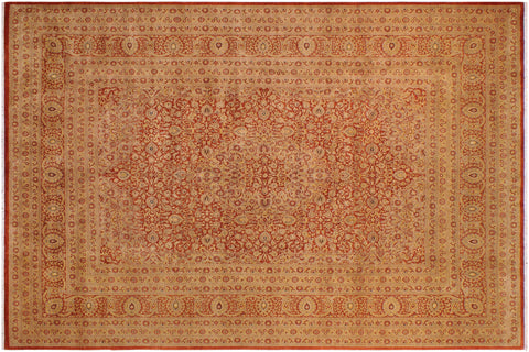 handmade Traditional Nauras Rust Gold Hand Knotted RECTANGLE 100% WOOL area rug 9x12