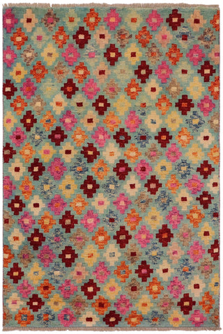 Boho Chic Balochi Jayvon Blue/Red Wool Rug - 3'2''X4'10''