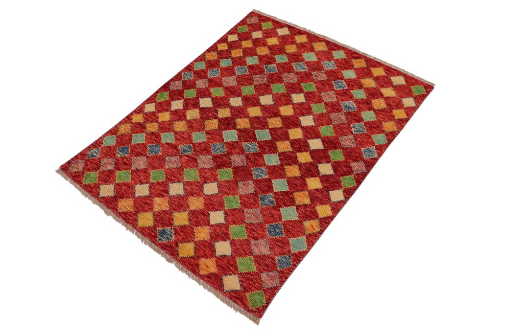 handmade Modern Balouchi Red Blue Hand Knotted RECTANGLE 100% WOOL area rug 3x5