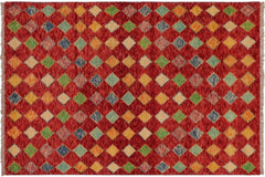 handmade Modern Balouchi Red Blue Hand Knotted RECTANGLE 100% WOOL area rug 3x5