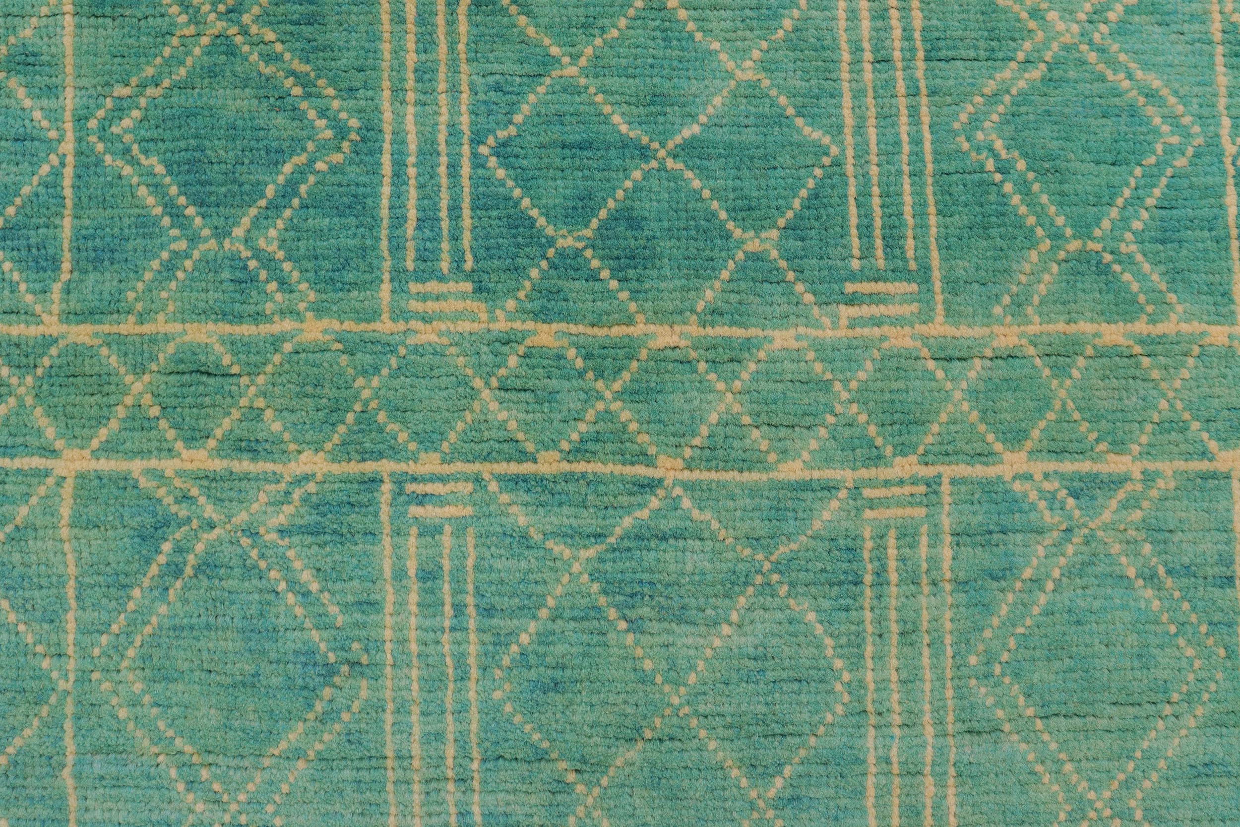 handmade Modern Balouchi Blue Beige Hand Knotted RECTANGLE 100% WOOL area rug 3x5