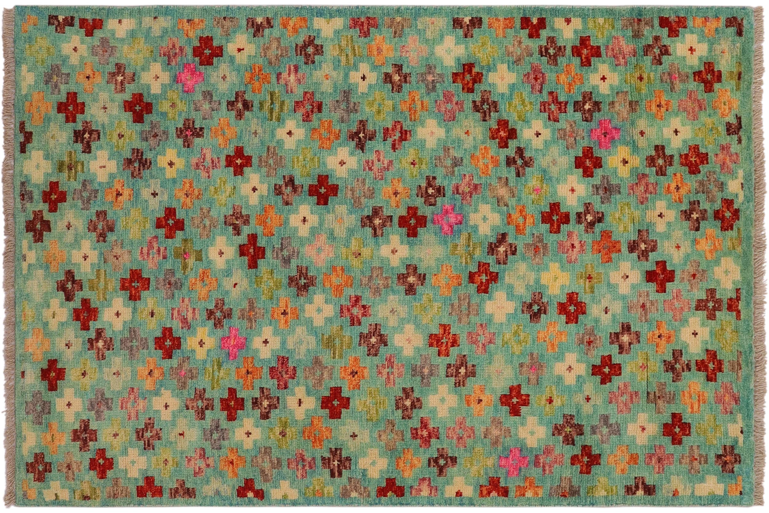 handmade Modern Balouchi Blue Rust Hand Knotted RECTANGLE 100% WOOL area rug 3x5