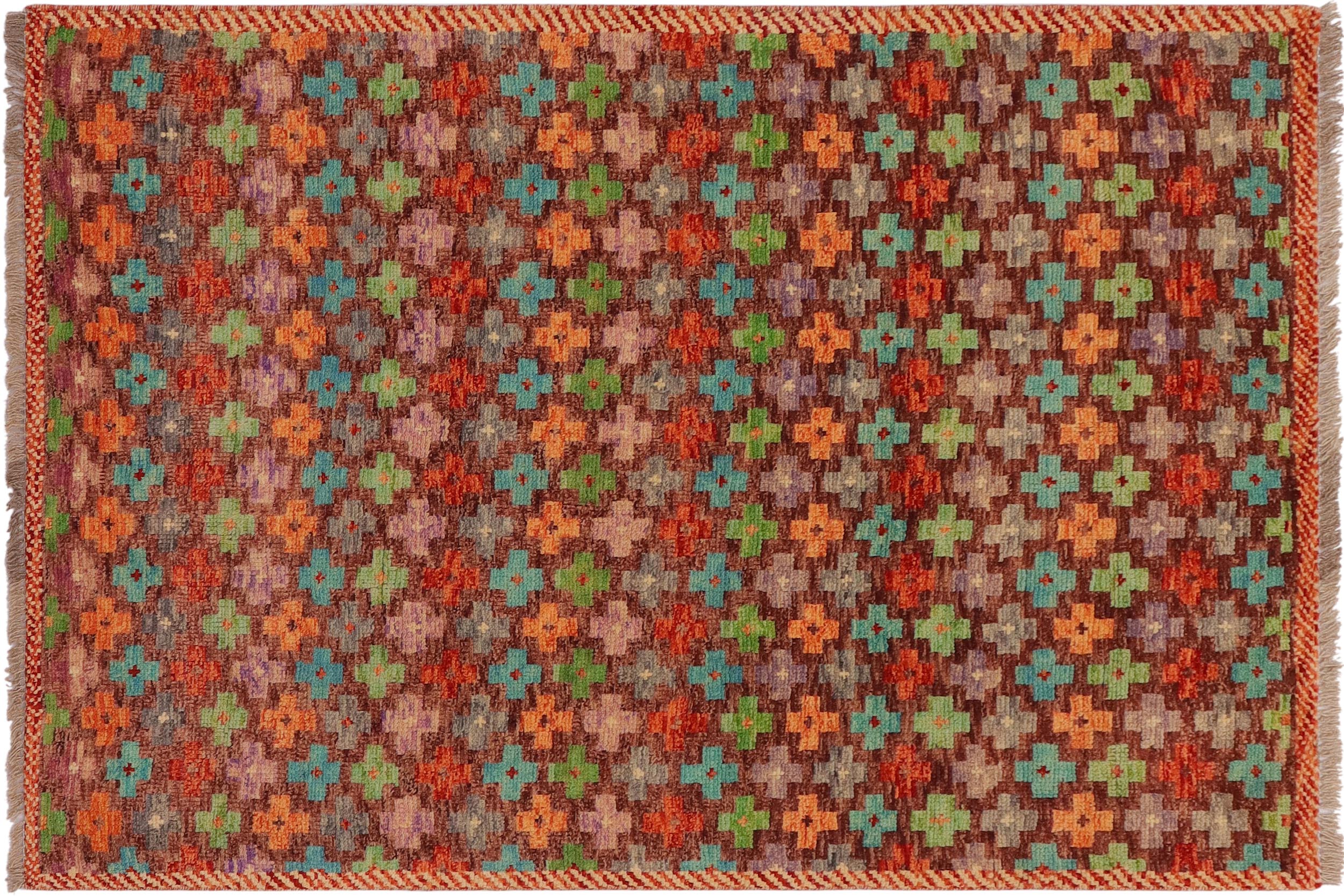 handmade Modern Balouchi Brown Rust Hand Knotted RECTANGLE 100% WOOL area rug 3x5