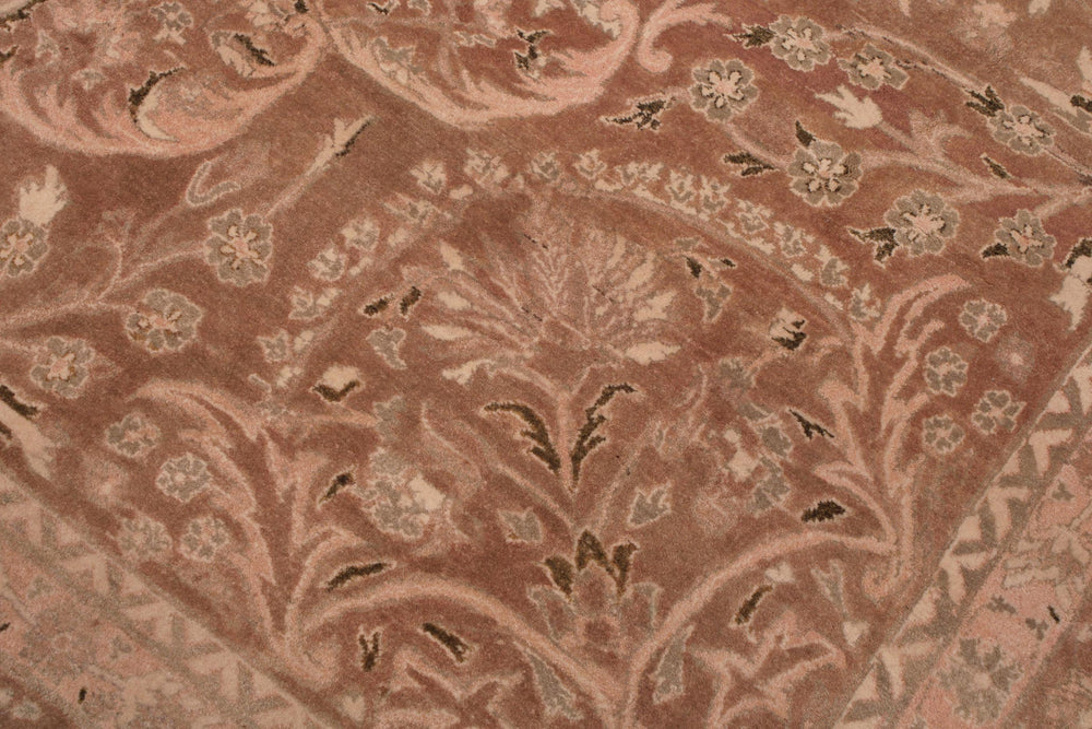 handmade Transitional Tajdar Brown Tan Hand Knotted RECTANGLE 100% WOOL area rug 9x12