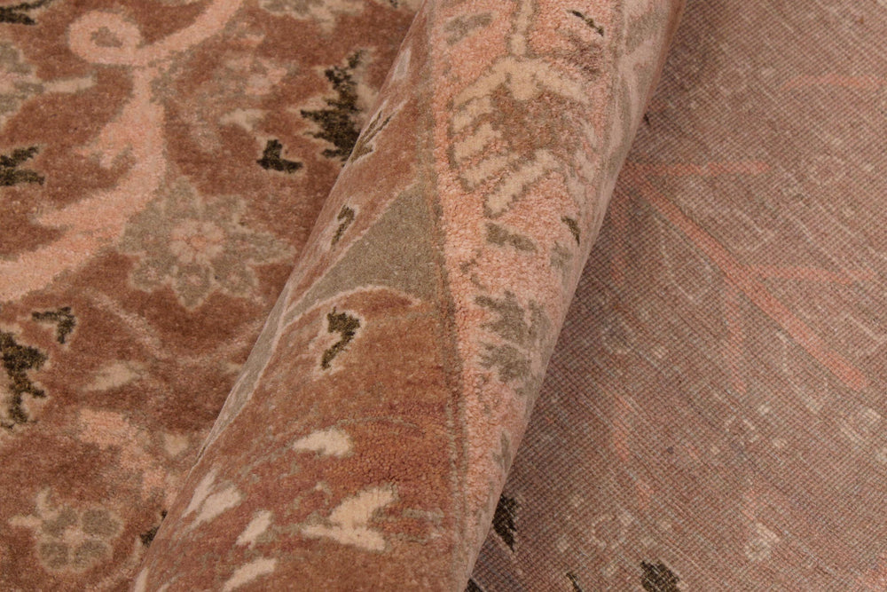 handmade Transitional Tajdar Brown Tan Hand Knotted RECTANGLE 100% WOOL area rug 9x12
