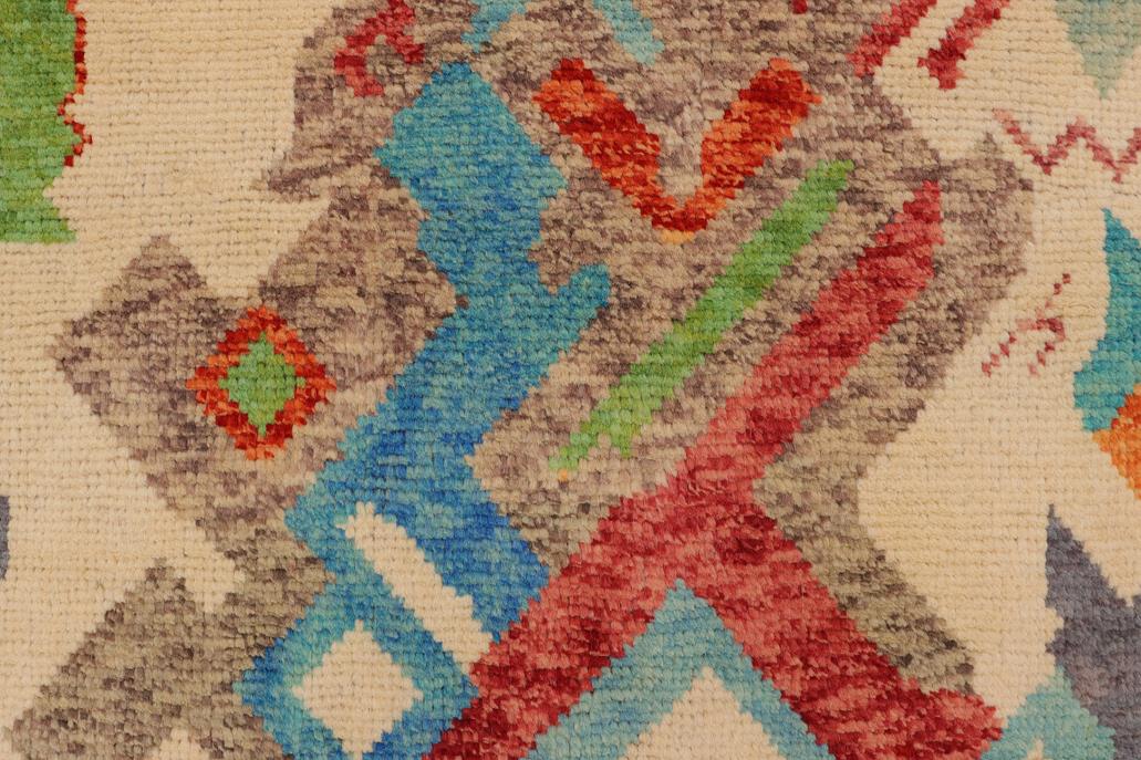 handmade Modern Balouchi Beige Blue Hand Knotted RECTANGLE 100% WOOL area rug 4x5