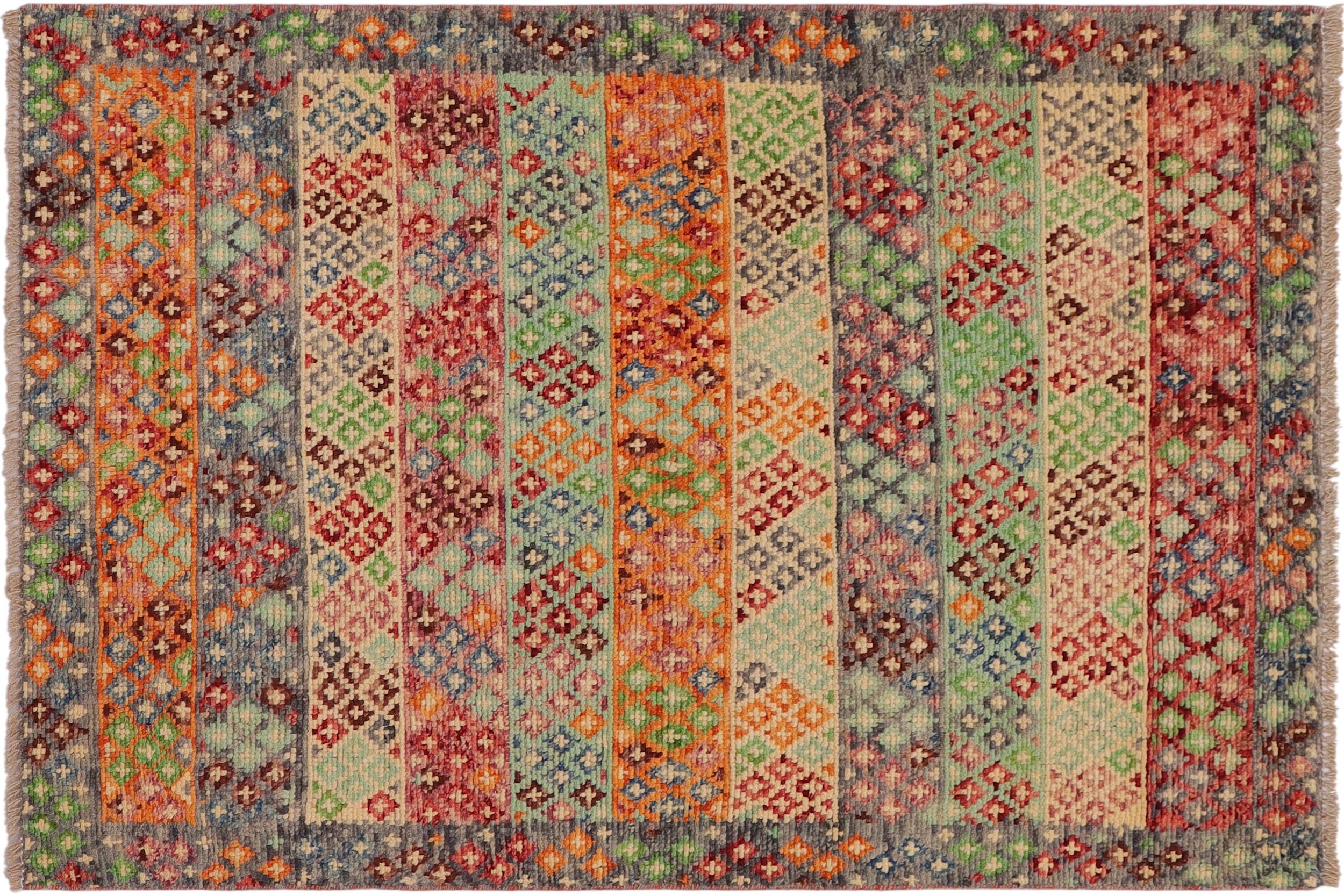 handmade Modern Balouchi Blue Gray Hand Knotted RECTANGLE 100% WOOL area rug 3x5