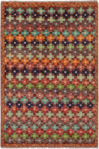 Boho Chic Balochi April Maroon/Orange Wool Rug - 3'3''X5'1''