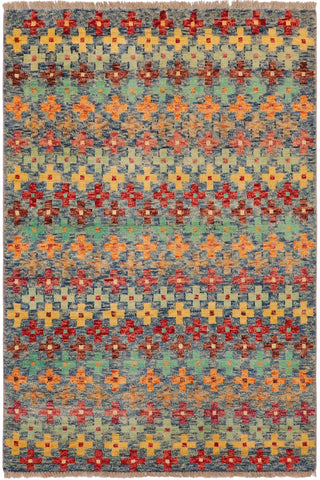 Shabby Chic Balochi Kara Blue/Red Wool Rug - 3'4''X5'1''