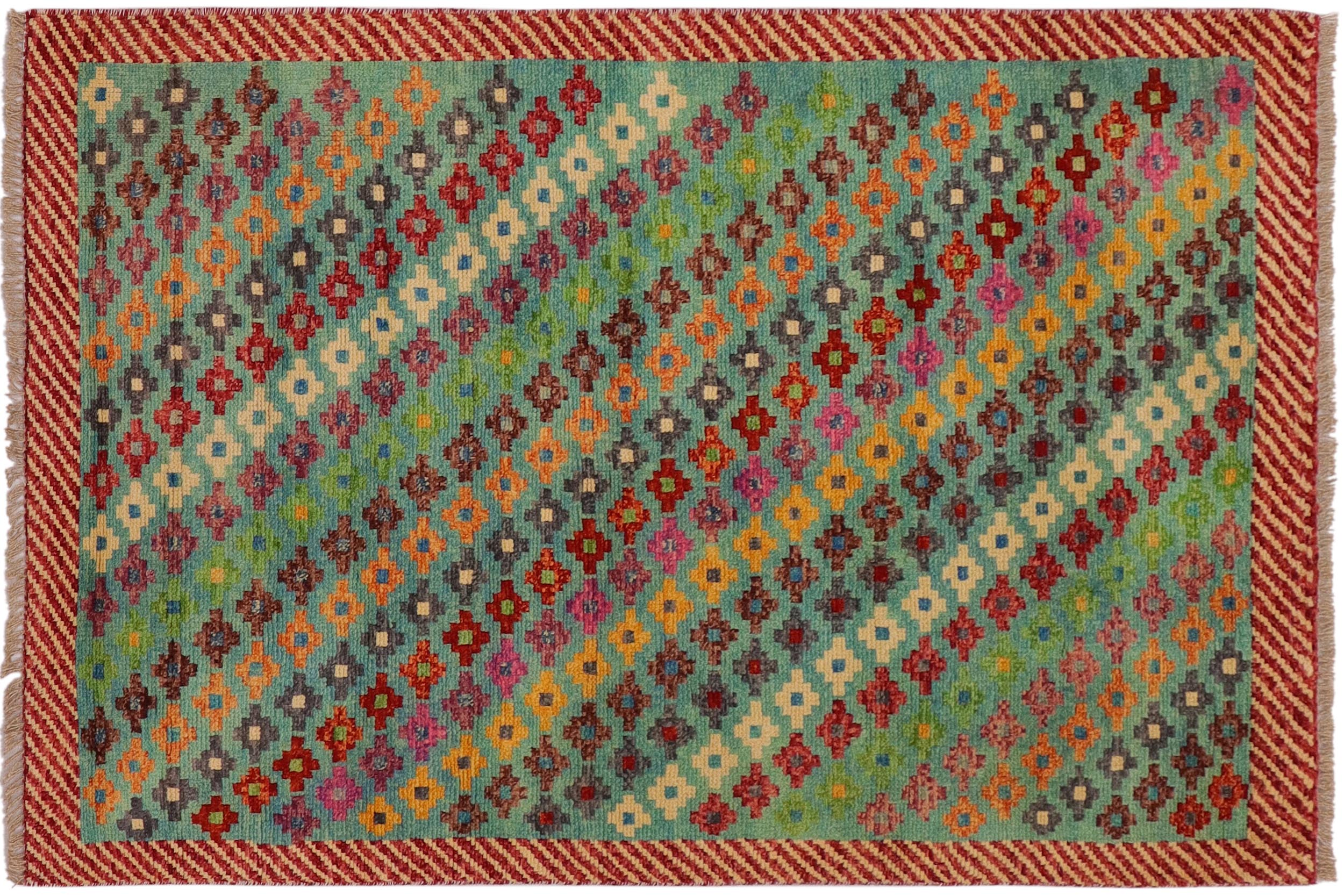 handmade Modern Balouchi Blue Red Hand Knotted RECTANGLE 100% WOOL area rug 3x5