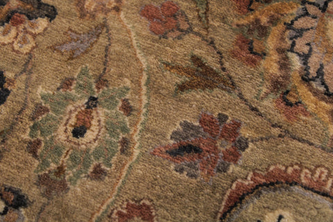 handmade Transitional Anmol Agra Taupe Beige Hand Knotted RECTANGLE 100% WOOL area rug 9x13