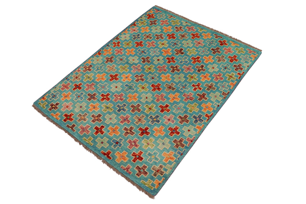 handmade Modern Balouchi Blue Rust Hand Knotted RECTANGLE 100% WOOL area rug 3x5