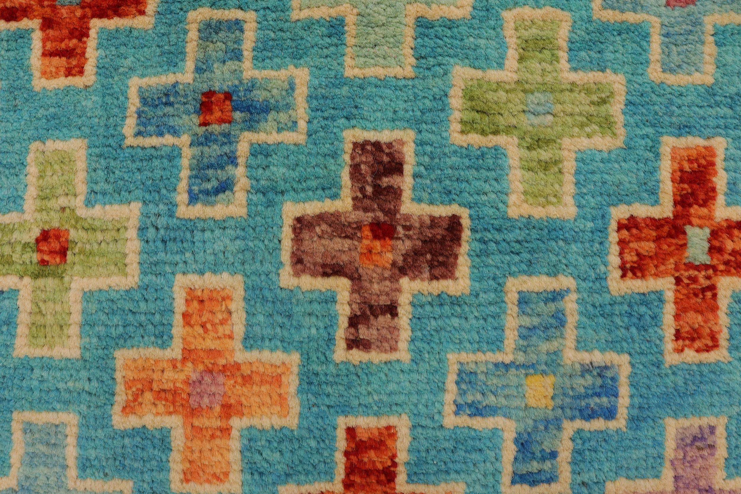 handmade Modern Balouchi Blue Rust Hand Knotted RECTANGLE 100% WOOL area rug 3x5