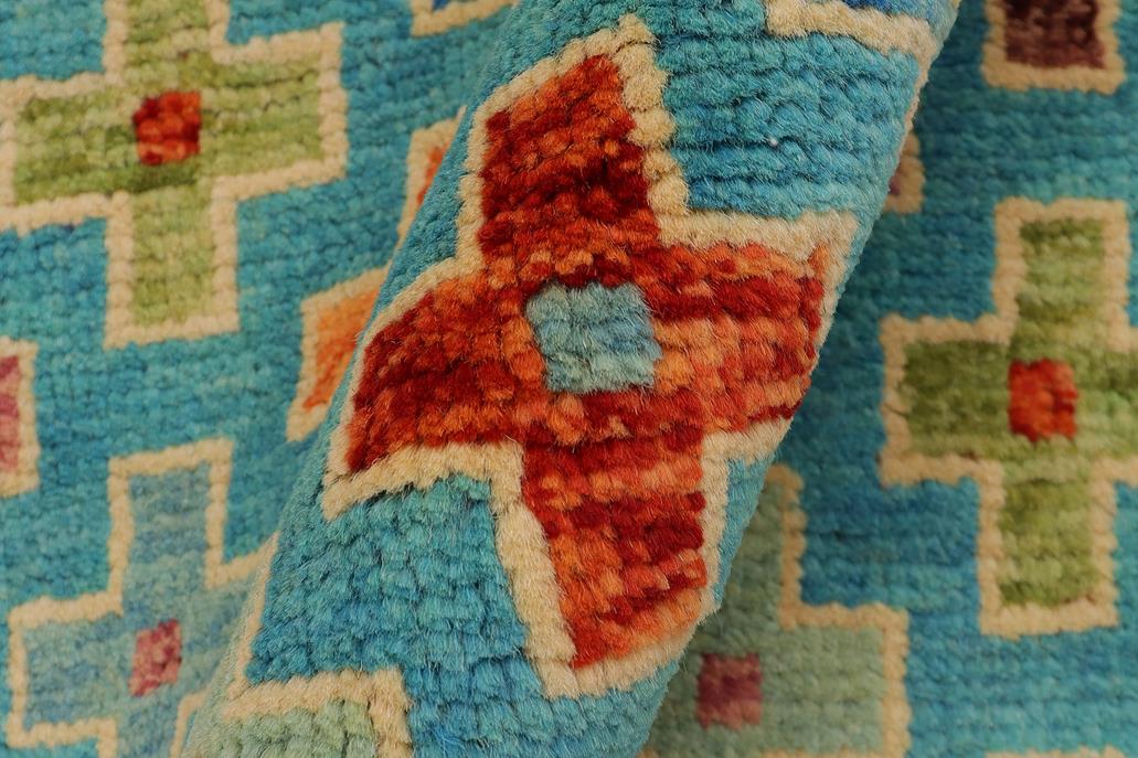 handmade Modern Balouchi Blue Rust Hand Knotted RECTANGLE 100% WOOL area rug 3x5