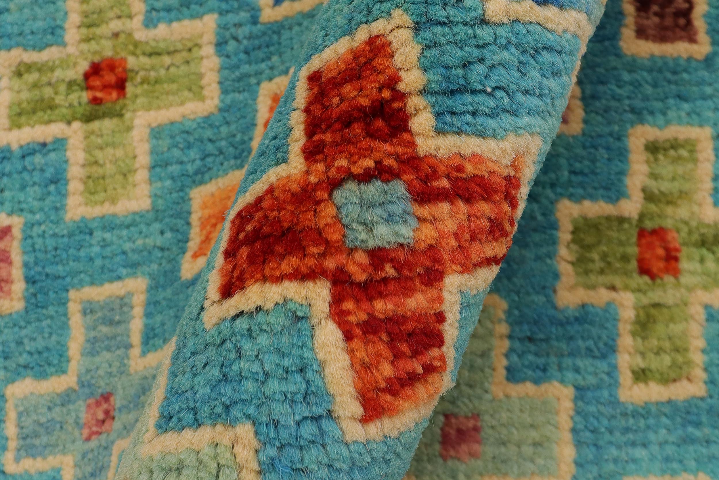handmade Modern Balouchi Blue Rust Hand Knotted RECTANGLE 100% WOOL area rug 3x5