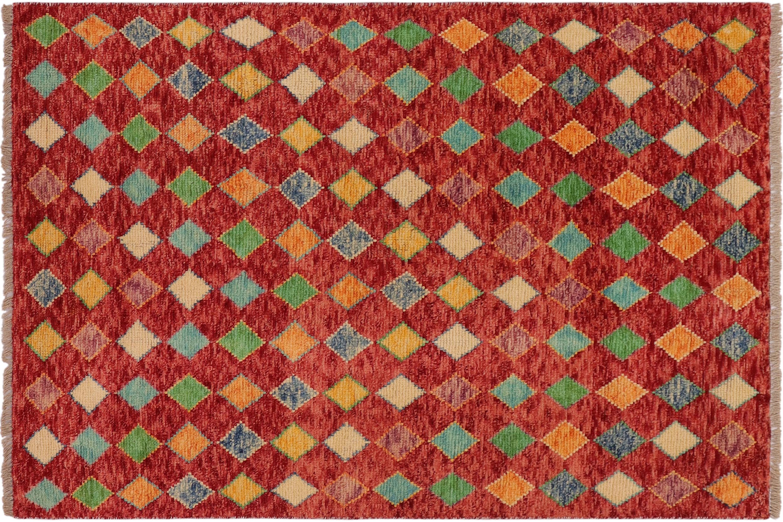 handmade Modern Balouchi Red Blue Hand Knotted RECTANGLE 100% WOOL area rug 3x5