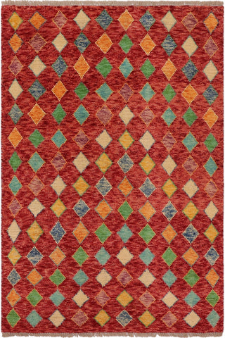 Eclectic Balochi Joyce Red/Blue Wool Rug - 3'3''X5'0''