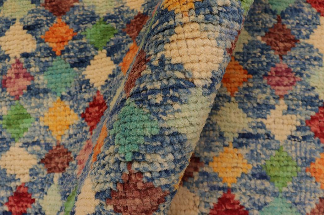 handmade Modern Balouchi Blue Gold Hand Knotted RECTANGLE 100% WOOL area rug 4x5