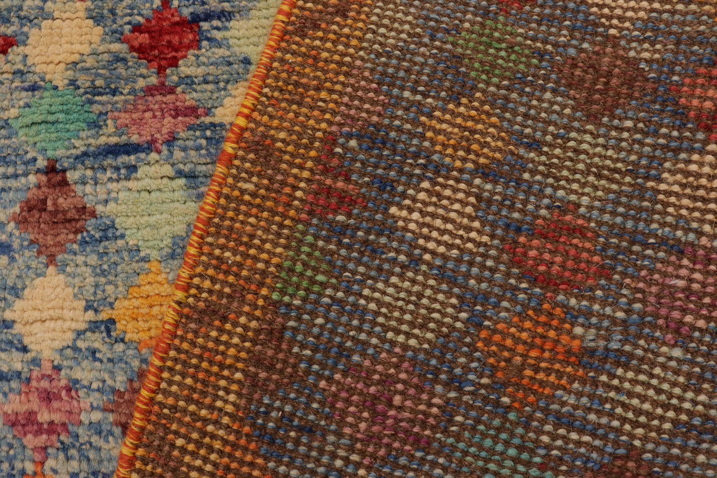 handmade Modern Balouchi Blue Gold Hand Knotted RECTANGLE 100% WOOL area rug 4x5