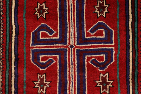 handmade Geometric Balouchi Red Beige Hand Knotted RECTANGLE 100% WOOL area rug 3x5