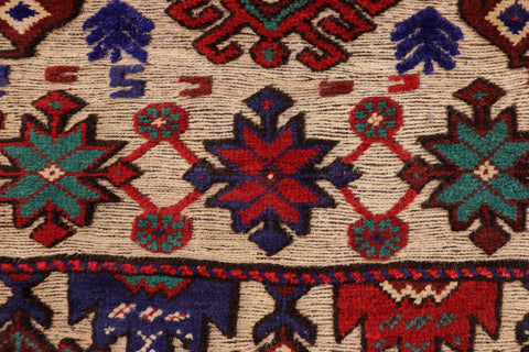 handmade Geometric Balouchi Red Beige Hand Knotted RECTANGLE 100% WOOL area rug 3x5