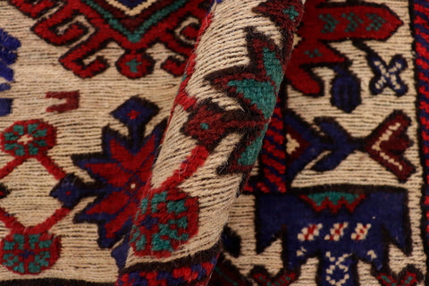 handmade Geometric Balouchi Red Beige Hand Knotted RECTANGLE 100% WOOL area rug 3x5