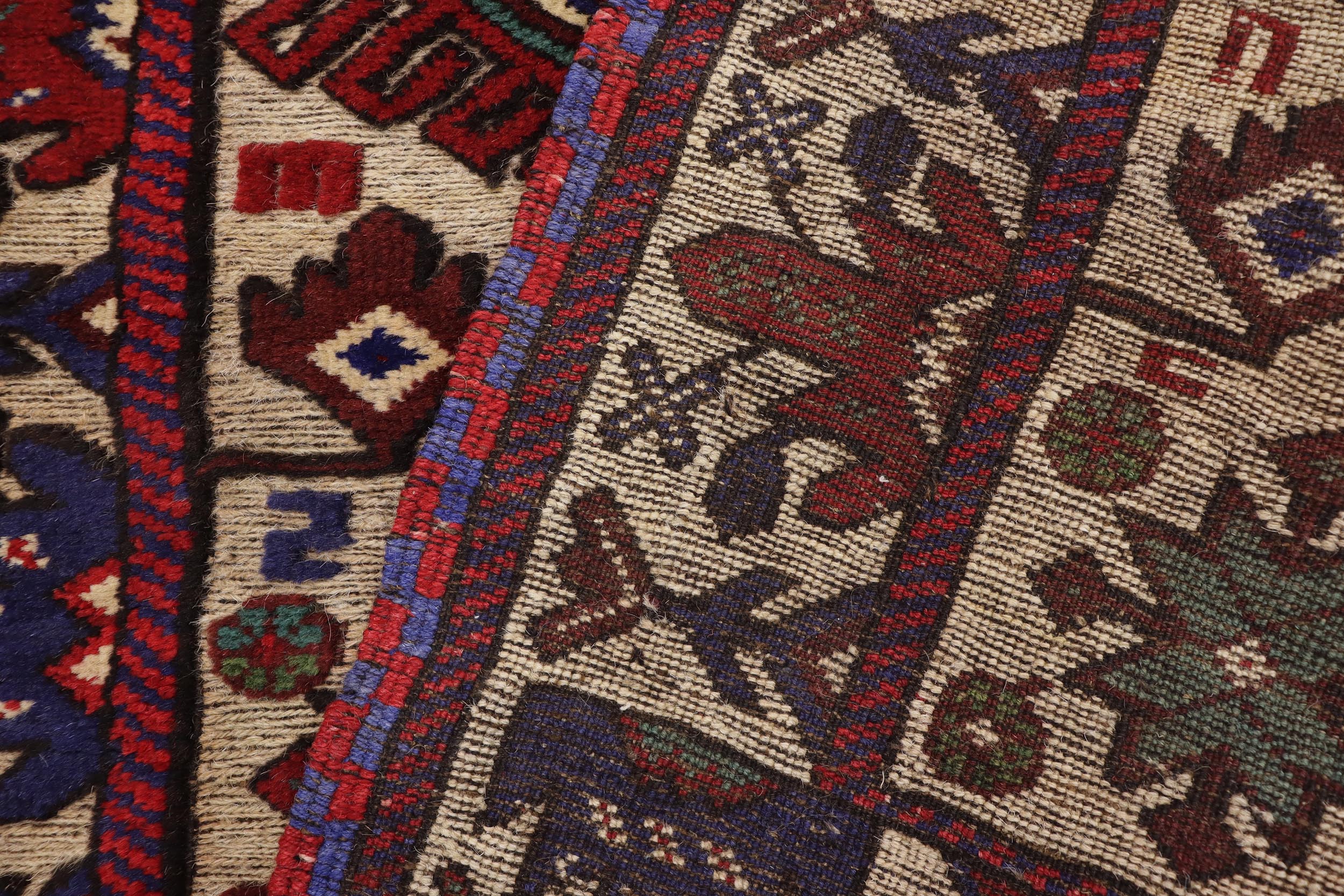 handmade Geometric Balouchi Red Beige Hand Knotted RECTANGLE 100% WOOL area rug 3x5