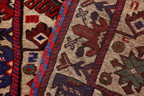 handmade Geometric Balouchi Red Beige Hand Knotted RECTANGLE 100% WOOL area rug 3x5