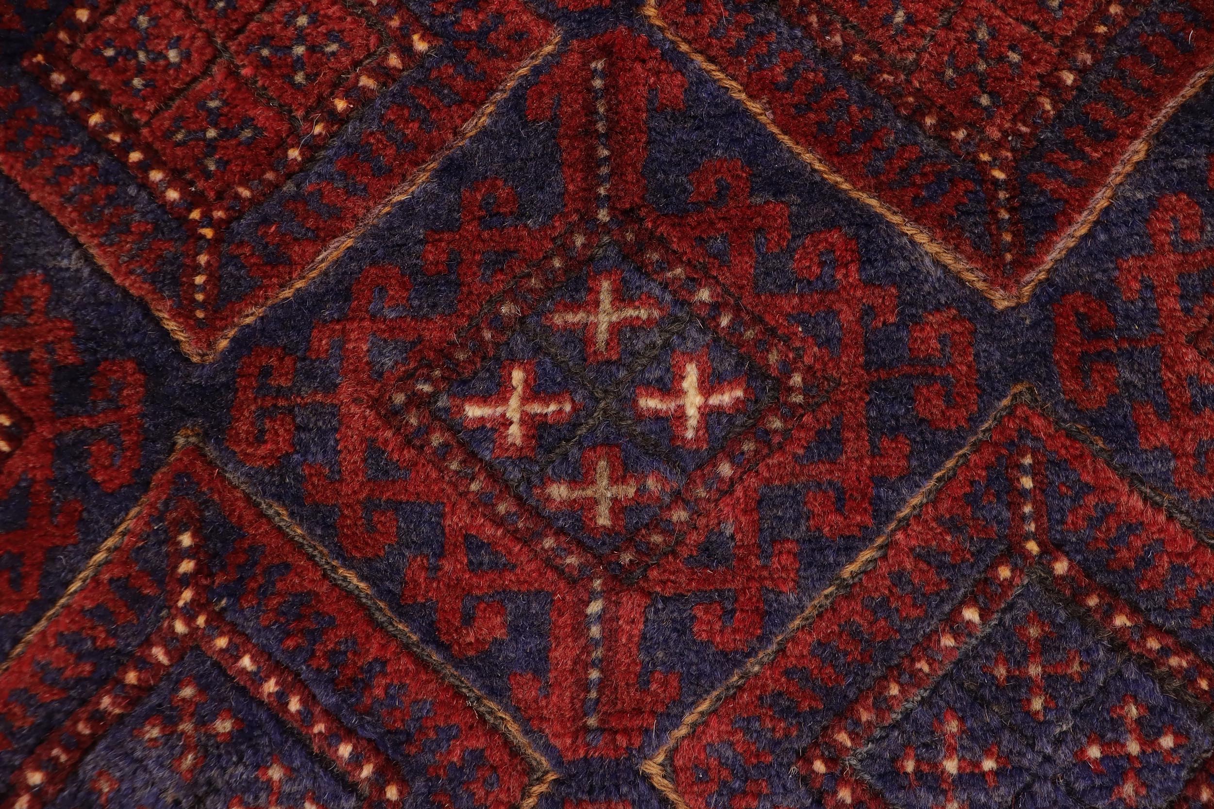 handmade Geometric Balouchi Red Blue Hand Knotted RECTANGLE 100% WOOL area rug 5x6