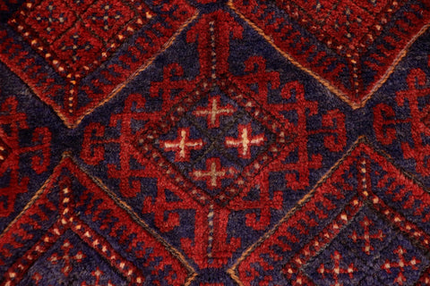 handmade Geometric Balouchi Red Blue Hand Knotted RECTANGLE 100% WOOL area rug 5x6