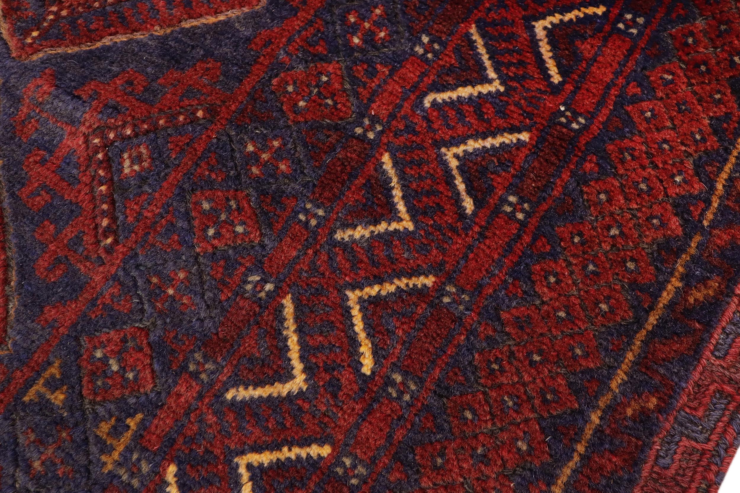 handmade Geometric Balouchi Red Blue Hand Knotted RECTANGLE 100% WOOL area rug 5x6