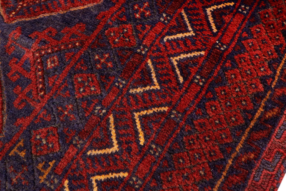 handmade Geometric Balouchi Red Blue Hand Knotted RECTANGLE 100% WOOL area rug 5x6