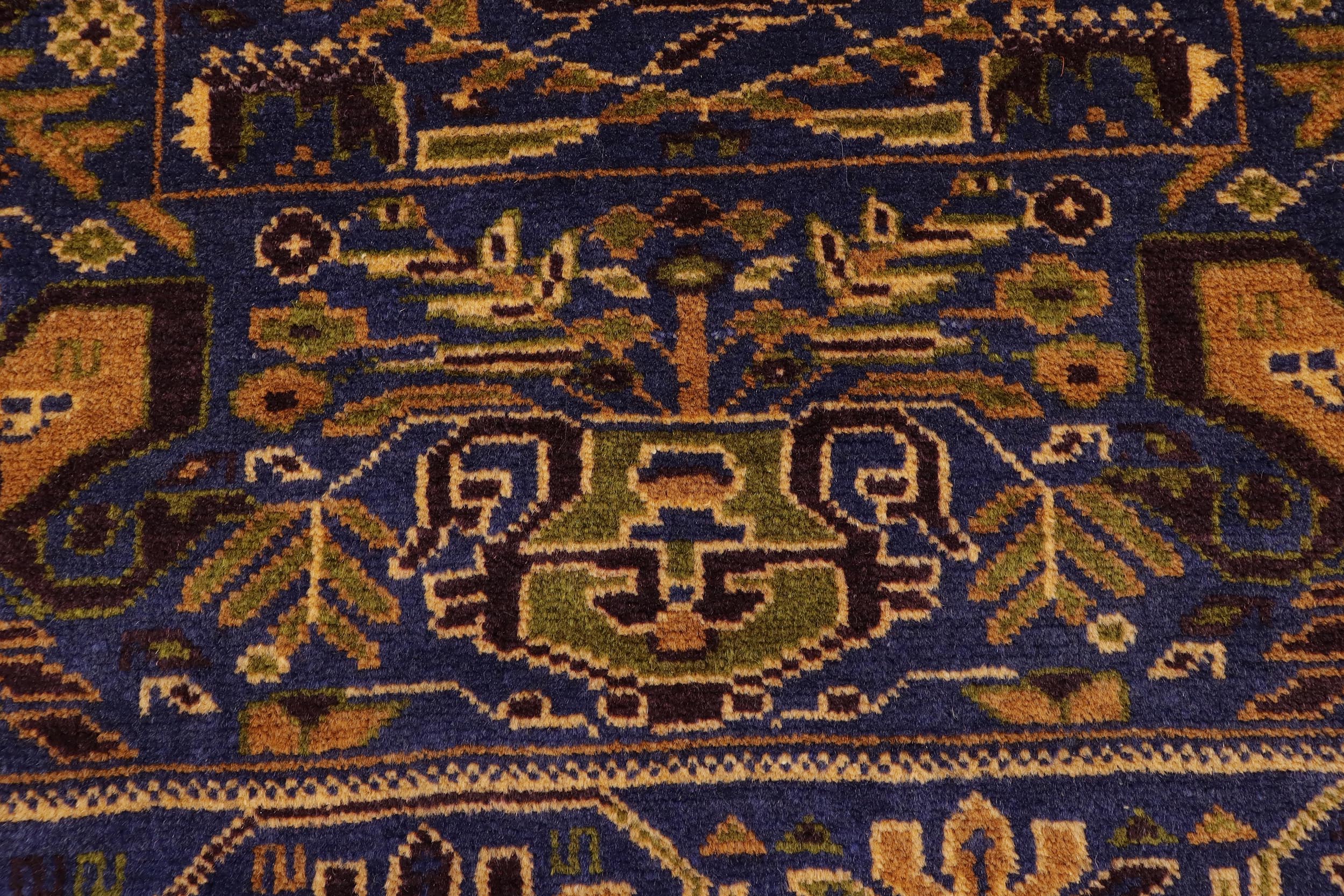 handmade Geometric Balouchi Blue Brown Hand Knotted RECTANGLE 100% WOOL area rug 4x7